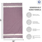 Cotton Turkish Beach Towel with Towels Oversized 36"x72" Pool Absorbent Extra Large Quick Dry Sand Travel Towel (Purple, 2 Pack)