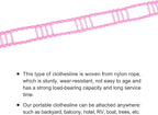 uxcell Portable Clothesline, 26.24ft Nylon Windproof Non-Slip Washing Line Rope for Courtyard Outdoor Travel Camping Laundry Drying, Pink