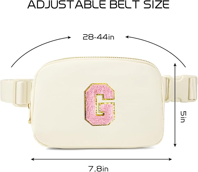 Gitus Personalized Gifts Birthday Gifts for Girls Fanny Pack Cross Body Bags with Initial Letter Preppy Stuff Gifts for Her Girlfriend Wife Sister Friends Mom (Ivory-G)