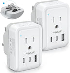 2 Pack US to UK Ireland Plug Adapter, VINTAR Foldable Type G Power Adapter, UK Travel Adaptor with 2 Outlets and 3 USB(2 USB C Ports) for England Scotland Ireland London Dubai Singapore Hong Kong