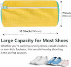 Shoe Washing Machine Bags with Protective Zipper, 2-Pack Reusable Shoe Washing Bag for Sneakers, Tennis & Running Shoes - Yellow