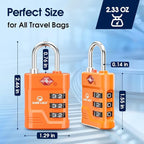 SURE LOCK TSA Approved Luggage Lock – 3-Digit Resettable Combination Padlock with Open Alert Red Dot, Large Easy-Read Dials for Suitcases, Backpacks, Gym & School Lockers(Orange 4 pk)