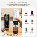 3-in-1 Portable Espresso Machine With NO Heating Function, Type-C Charging Electric Espresso Maker, 17 Bar Mini Coffee Maker For N ESPRESSO/DolceGustoPods & Ground Coffee On the Go, White