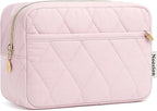 Noozion Makeup Bag Travel Toiletry Bag, Puffy Padded Cosmetic Bag for Women, Makeup Organizer Case, Wide-open Pouch Purse, Travel Essentials