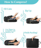 Gonex Compression Packing Cubes, 5pcs Expandable Storage Travel Luggage Bags Organizers with Laundry Bag (Black)