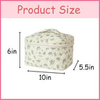 uekeboag Large Travel Quilted Makeup Bag for Women, Floral Cotton Cosmetic Bag, Coquette Aesthetic Floral Toiletry Organizer Bag