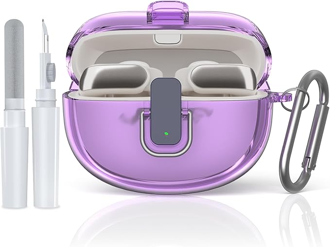 [Secure Lock] for Bose Ultra Open Earbuds Case(2024), TUDIOW Clear TPU Shockproof Protective Cover for Bose Open Ear Wireless Earbuds Accessories with Cleaning Kit & Keychain (touzi)