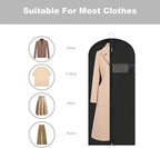 Garment Bags for Hanging Clothes, 45'' Suit Bag Cover for Storage and Travel, Dress Bags for Gowns Long (Black)