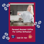 Blue Horizon Hot & Iced Coffee Maker 14oz – Pour Over Coffee Dripper with Temperature Resistant Glass Carafe & Stainless Steel Reusable Filter, Single Serve Cold Coffee & Hot Tea Brewer
