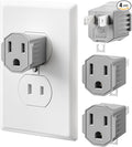 2 Prong to 3 Prong Outlet Adapter, ETL Listed 3-2 Prong Adapter, Fire-Retardant (392℉) PBT Material, Heavy Duty Wall Plug Adapter for Old Homes, Travel to Japan, Gray (Light Gray (4-Pack))