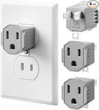 2 Prong to 3 Prong Outlet Adapter, ETL Listed 3-2 Prong Adapter, Fire-Retardant (392℉) PBT Material, Heavy Duty Wall Plug Adapter for Old Homes, Travel to Japan, Gray (Light Gray (4-Pack))