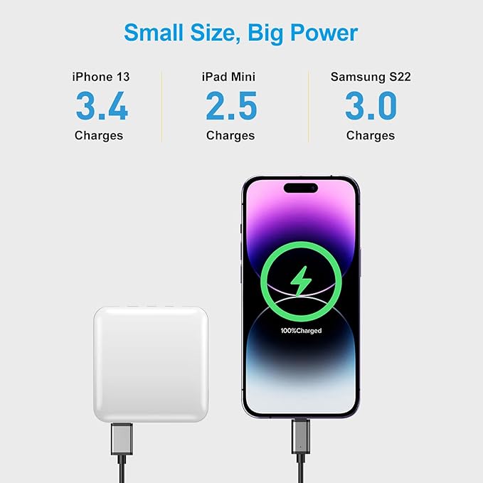 ummz Portable Charger with Built-in Cable,12000mAh 22.5W Fast Charging Small Power Bank,USB C Input/Output with Smart LED Display,External Battery Pack for iPhone,Tablet,Samsung