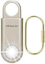 135dB Rechargeable Personal Safety Alarm Strobe Light Flashlight Keychain Siren for Women, Girls, College, School Students Emergency SOS Alerts Loud Sound Hiking Alarm Torchlight Bear Deterrent. Gold