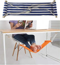 Home-organizer Tech Portable Adjustable Foot Hammock for Corner Desk Office Foot Rest Mini Under Desk Foot Rest Hammock for Home, Office, Airplane, Travel, Study and Relaxing (Blue White Strip)