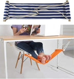 Home-organizer Tech Portable Adjustable Foot Hammock for Corner Desk Office Foot Rest Mini Under Desk Foot Rest Hammock for Home, Office, Airplane, Travel, Study and Relaxing (Blue White Strip)