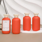 ASEVAT 6.7oz Plastic Refillable Travel Shampoo Bottles, Empty Travel Shampoo and Conditioner Bottles Reusable, Travel Size Shampoo Bottle, Hand Soap Dispenser for Vacation, Gym, Home(Orange)