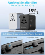 Universal Travel Adapter, International Travel Plug Adapter with 3 USB-C ＆ 2 USB-A Ports 70W, All in One Portable Socket, for USA, UK, EU, AU ＆ 224+ Countries (Black)