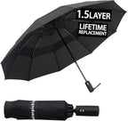 Umbrella Reverse Folding Umbrella Windproof Travel Umbrellas for Rain - Easy Auto Open Close, Durable & Compact Umbrella, Strong Fiberglass Frame, Waterproof Canopy - Backpack, Purse, Portable Umbrella for Travel