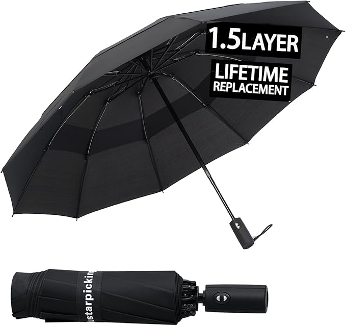 Umbrella Reverse Folding Umbrella Windproof Travel Umbrellas for Rain - Easy Auto Open Close, Durable & Compact Umbrella, Strong Fiberglass Frame, Waterproof Canopy - Backpack, Purse, Portable Umbrella for Travel
