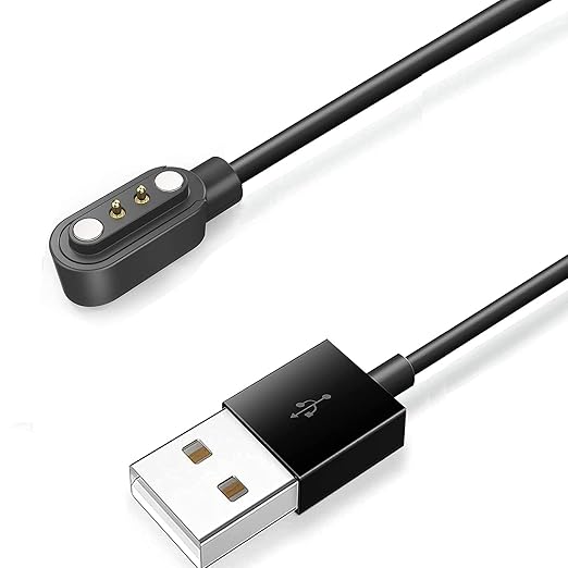 Compatible with Letsfit EW1 Charger, Magnetic USB Charging Cable Replacement Charger Cable Compatible with Letsfit EW1 / ID207 Smartwatch /TOZO S2 / AOKESI 1.69'' Smart Watch (2 pack-Black+Black)