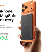 TORRAS MiniMag Power Bank, Ultra Slim 5,000mAh Wireless Portable Charger with USB-C Cable, Fast Charging iPhone Air Magnetic Battery Pack, Compatible for iPhone 17/16/15/14/13/12, Glacier Gray