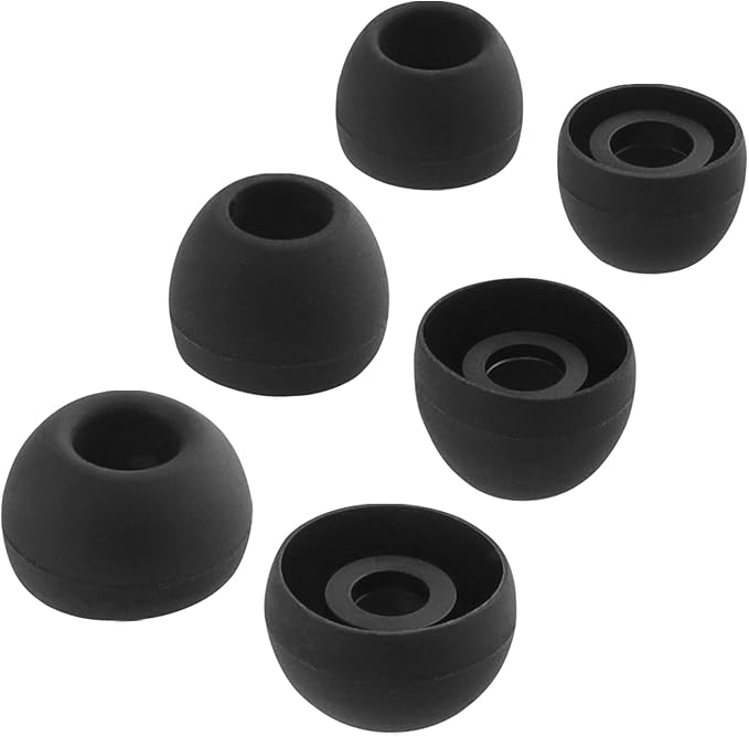 Replacement Silicone Ear Tips for JBL Vibe Beam 2 / JBL Vibe Beam/JBL Vibe 200TWS / JBL Wave Beam Wireless Earbuds, 3 Pairs (S/M/L, Black)
