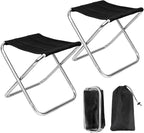 2Sets Portable Folding Camping Stool, Lightweight Camp Chair for Fishing Hiking, Compact Collapsible Travel Footstool for Outdoor, Beach, Backyard, Lawn,Picnic with Carry Bag,10.35" x 8.86"