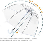 MRTLLOA Kids Clear Bubble Umbrella with an Easy Grip Curved Handle, Safety Transparent Dome Bubble Umbrella for Toddler Boys Girls