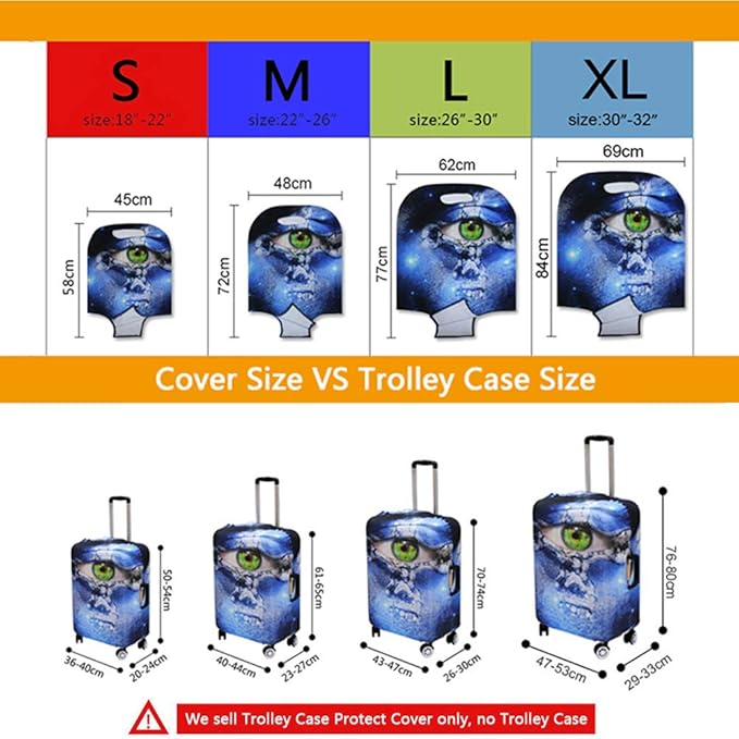 Travel Luggage Covers, Suitcase Protective Cover Fits 18"-30" (S(Fits 18”-22” Luggage))