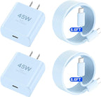 Phone 17 16 Pro Max Charger Fast Charging, 45W USB C Phone 17 16 Super Fast Charger Block with 6.6ft Long Type C Charging Cable Cord for i.Phone 17 Pro Max/17 Pro/17 Air/17/16/16Pro/16 ProMax-Blue