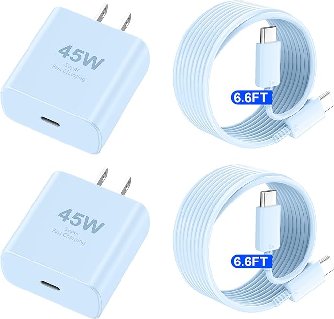 Phone 17 16 Pro Max Charger Fast Charging, 45W USB C Phone 17 16 Super Fast Charger Block with 6.6ft Long Type C Charging Cable Cord for i.Phone 17 Pro Max/17 Pro/17 Air/17/16/16Pro/16 ProMax-Blue