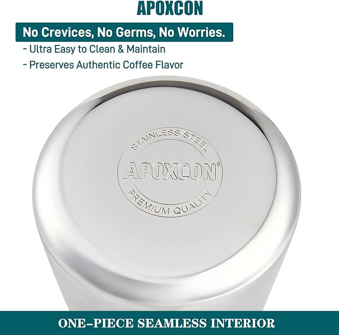 APOXCON Coffee Percolator Stainless Steel Coffee Maker with Fireproof Solid Wood Handle & Tough Glass Clear Brew Progress Knob Camping Coffee Pot Using on any Stovetop NO Aluminum NO Plastic (6 Cup)