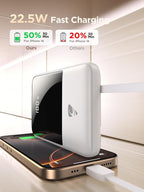 Aioneus Portable Charger, 10000mAh Power Bank 22.5W Fast Charging Portable Charger with Built in Cable Battery Pack USB C Travel Charger for iPhone11 12 13 14 15 16 Samsung GalaxyS24 S23 Android(1 Pk)