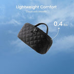 LOVEVOOK Travel Makeup Bag for Women, 2Pcs Puffer Waterproof Cosmetic Organizer, Large Capacity Pouch Open Flat Small Toiletry Bag with Brush Compartment & Handle (Black, Medium)