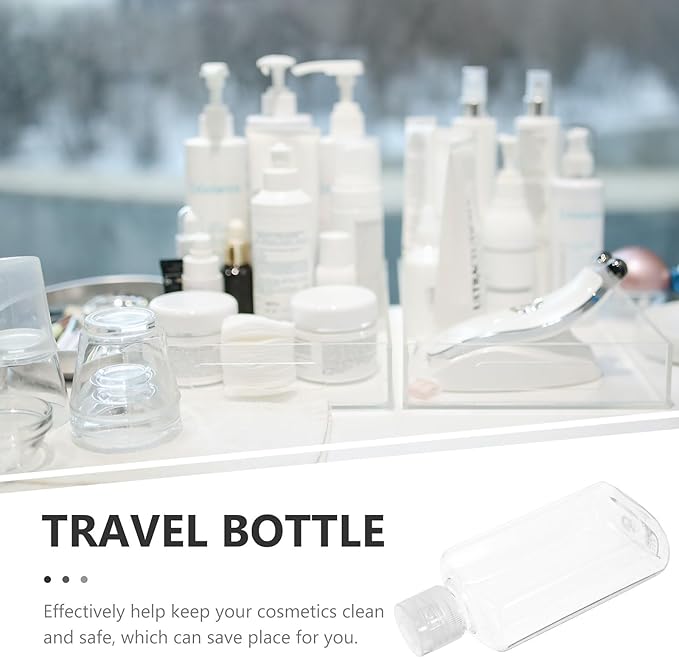 Toyvian 5pcs 100ml Flat Travel Bottles Refillable Lotion Squeeze Containers Plastic Toiletries Bottles for Travel Shampoo and Moisturizer