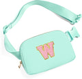 Gitus Belt Bag Fanny Pack Crossbody Bags with Initial Letter Patch Cute Stuff Birthday Gifts for Teenager Girls Trendy Preppy Stuff for Teen Girls Cool Stuff for Teens (Mint Green-W)