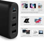 Amazon Basics 100W Four-Port GaN Wall Charger with 2 USB-C (100W, 18W) & 2 USB-A Ports (12W), PD 3.0, Foldable Plug, Portable Multi-Device Charging for Laptops, Tablets & Phones, Black