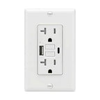 20 Amp GFCI Outlet with USB-A & USB-C Ports, Tamper-Resistant Receptacle, Automatic Self-Test & LED Indicator, in-Wall Installation, Wall Plate Included, ETL Listed, White, 1 Pack