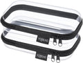 YQBRAO 2-Pack Small Clear Hard Shell Zipper Case Black, 1.2mm Heavy-Duty Crush-Proof Makeup Bag, TSA Approved Toiletry Bag, Rigid Diaper Bag Organizer Pouches for Cables, Tech & Snacks