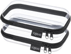 YQBRAO 2-Pack Small Clear Hard Shell Zipper Case Black, 1.2mm Heavy-Duty Crush-Proof Makeup Bag, TSA Approved Toiletry Bag, Rigid Diaper Bag Organizer Pouches for Cables, Tech & Snacks