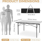 KingCamp Aluminum Camping Table Foldable, Large 53.5" Roll Up Camp Table Folding Seamless Tabletop Heavy Duty Duck Hunting Camping Tables Metal Portable Outdoor Collapsible for RV BBQ Picnic Hunting