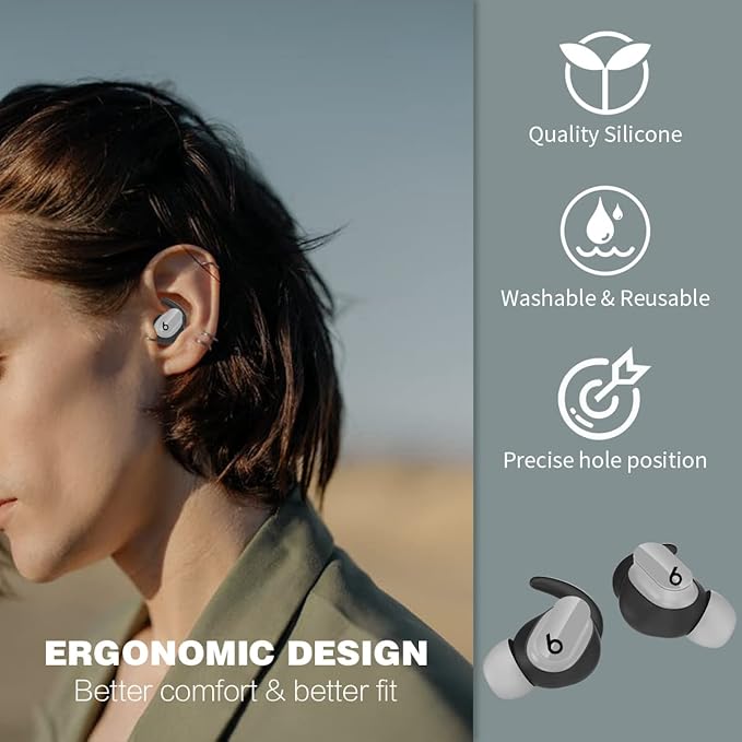 [5 Pairs] for Beats Studio Buds Ear Hooks, Soft Silicone Sport Anti Slip Studio Buds Ear Covers Compatible with Beats Studio Buds Earbuds 2021 [NOT Fit in Case] - Black