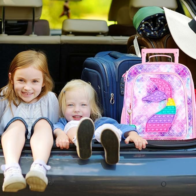 WZLVO Kids Luggage for Boys and Girls, Cute Dinosaur Unicorn Rolling Wheels Suitcase for Toddler Children