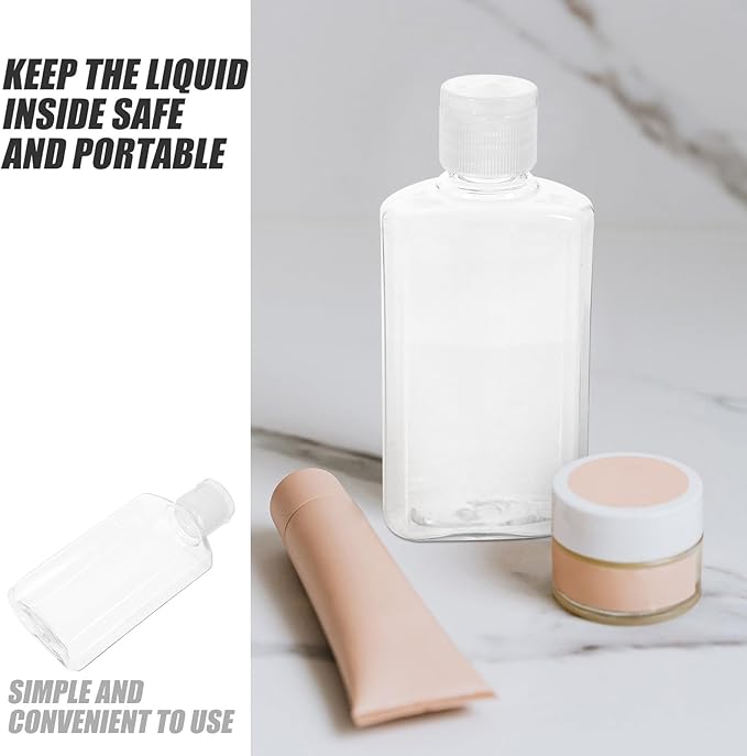 SAFIGLE 5pcs 100ml Travel Squeeze Bottles with Flip Cap, Refillable Empty Plastic Lotion and Shampoo Containers for Portable Toiletries