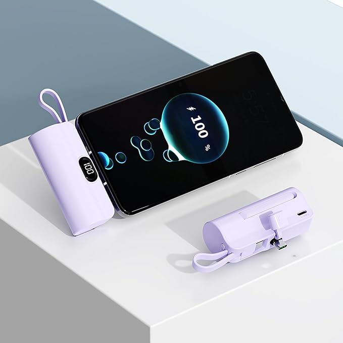 Mini power bank 5500mAh Portable Power Bank,Dual USB-C ports Cell Phone Power Charger, LCD LED Display Battery Compatible with iPhone17/16/15 plus/15 pro/15 pro Max/Android phone/Samsung/Moto/LG etc