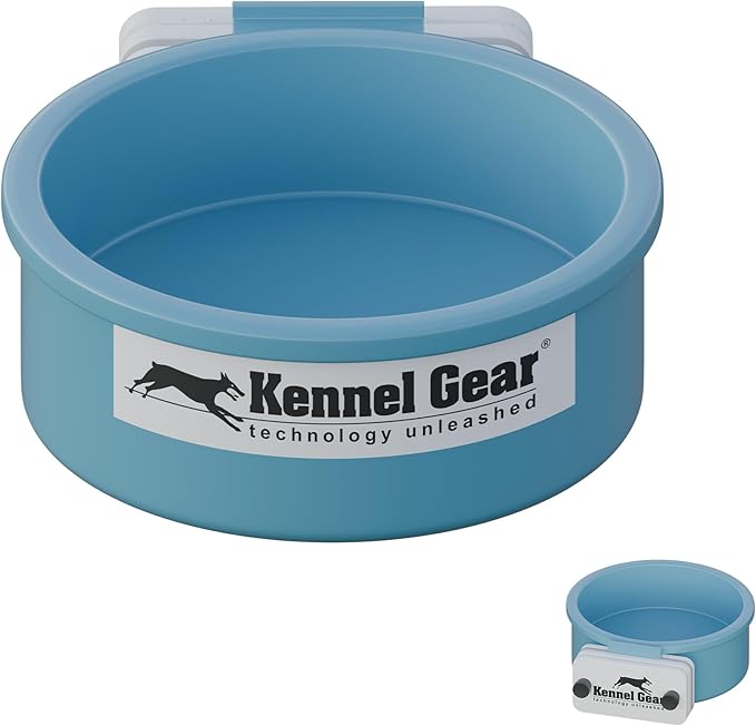 Dog Crate Water Bowl No Spill, 20oz Food-Grade Polypropylene Feeder, Secure Crate Mount with Covered Parts, Travel-Ready & Easy to Clean (Light Blue)