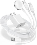 for Apple Watch Charger Fast Charging,3 in 1 Multi Chargers Cable with 20W USB C Charger, iWatch Charger Cord 6.6FT for iWatch Series Ultra2/SE/10/9/8/7/6/5/4/3/iPhone 15 16 Pro Max/14/13(White)