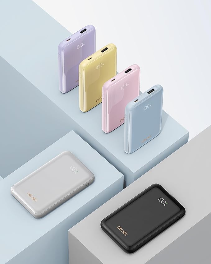 Portable Charger 10000mAh, Cell Phone Portable Power Banks with 22.5W PD Fast Charging, Compact Phone Charger Built in Cable, Compatible with Apple, Samsung, Google, Motorola and More-Grey
