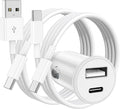 48W USB C Car Charger for iPhone 17 16 15 Pro Max, 48W Dual Port USB-C & USB-A Car Fast Charging Adapter, 2X3FT C to C Cable & A to C Carplay Cable for iPhone 17 16 15 Series/iPhone Air, iPad, Samsung