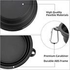 Kytely Large Collapsible Dog Bowls 2 Pack, 34oz Foldable Dog Travel Bowl, Portable Pet Water Food Bowl with Clasp, Pet Cat Feeding Cup Dish for Traveling, Walking, Hiking (Black+Black)